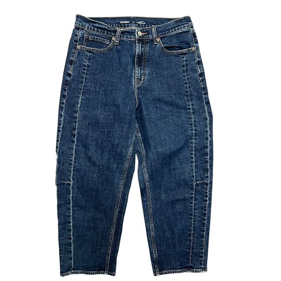 Old Navy High Rise Barrel Leg Cropped Jeans Size 12 - Picture 1 of 6